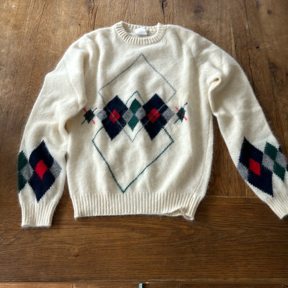 Argyle Pattern Cream Sweater - image 1